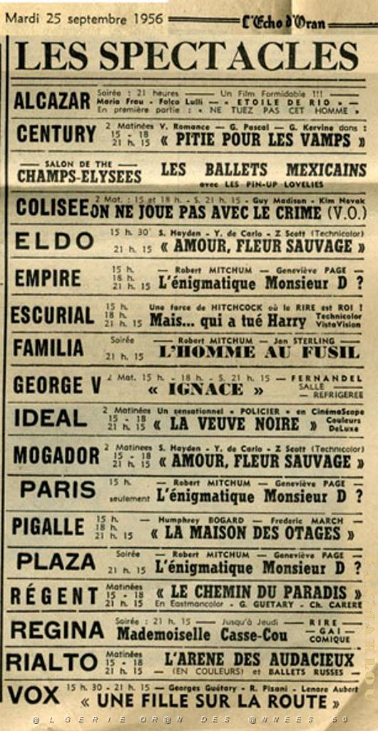 ORAN A L AFFICHE DES CINEMAS 1956.JPG